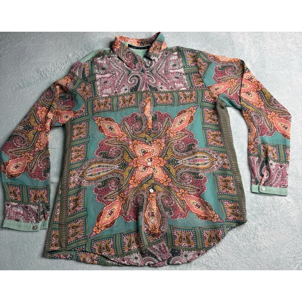 Zara Floral Print Large Button Down Oversized Long Sleeve Blouse